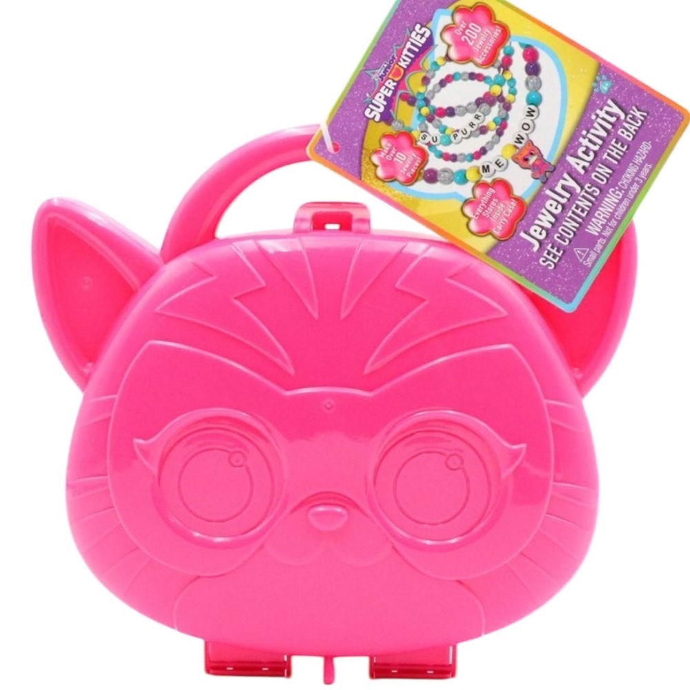 Tara Toys Cat Shaped Jewelry Activity Case Kit NWT Pink Bead Bracelet Set